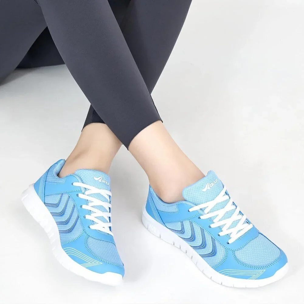 Women's Running Shoes Light Blue Slip On Mesh Sneakers Lightweight Walking Work